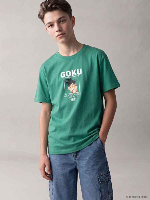 LCW Kids Bisiklet Yaka Dragon Ball Baskılı Erkek Çocuk Tişört