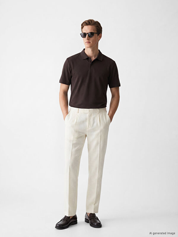 SOUTHBLUE Regular Fit Keten Karışımlı Erkek Pileli Pantolon