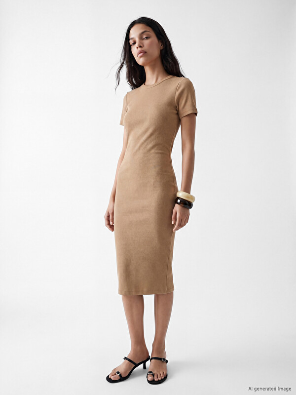 LCW Vision Woman Beige Dress