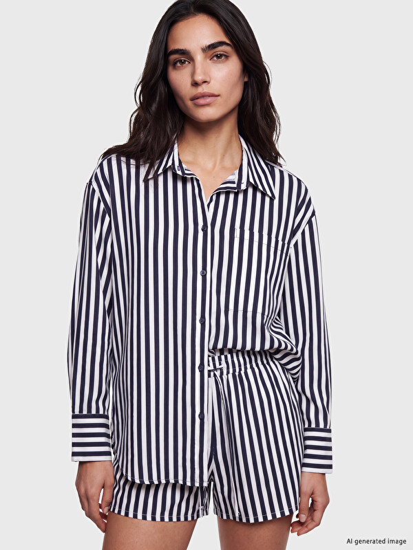 LCW Vision Striped Oversize Poplin Women's Shirt