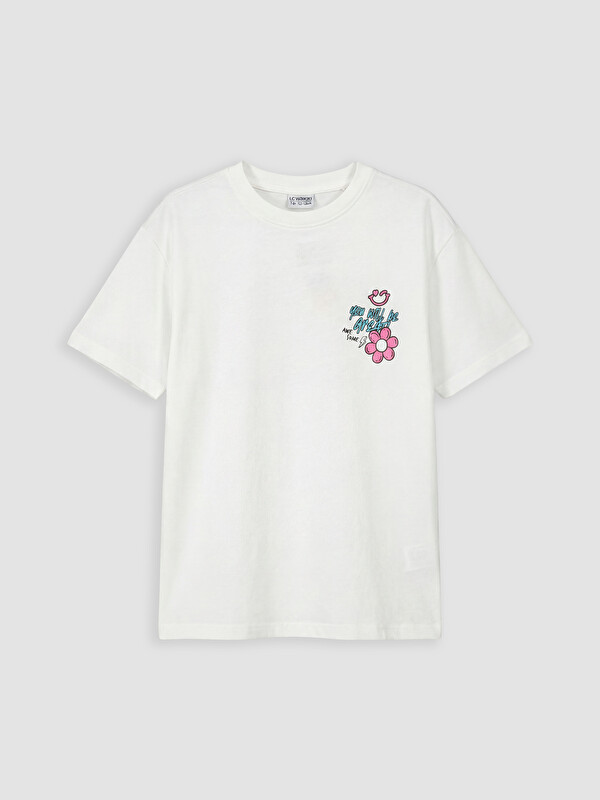 LCW Kids Crew Neck Short Sleeve Printed Girls' T-shirt