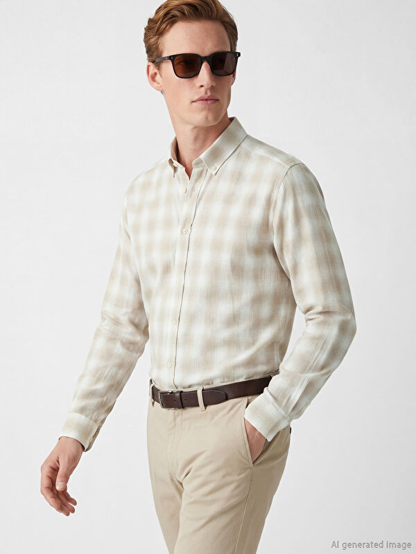 SOUTHBLUE Regular Fit Ekose Armürlü Erkek Gömlek