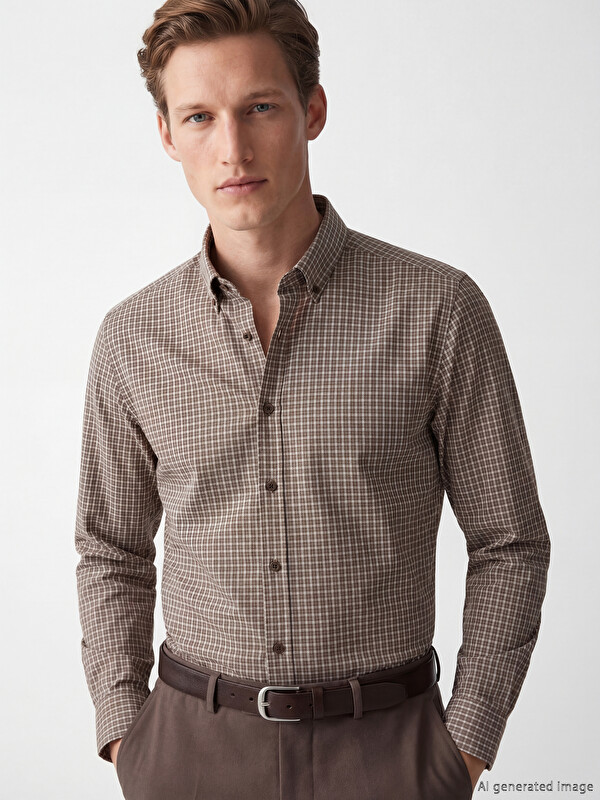 SOUTHBLUE Regular Fit Plaid Textured Men's Shirt