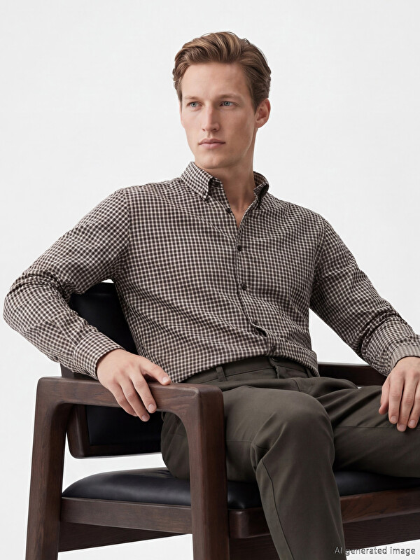 SOUTHBLUE Regular Fit Plaid Textured Men's Shirt