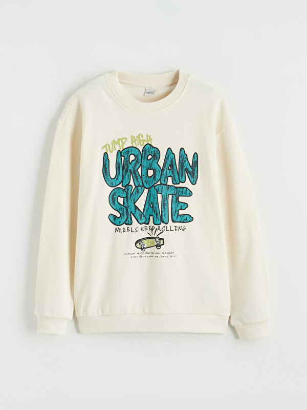 LCW Kids Bisiklet Yaka Baskılı Erkek Çocuk Sweatshirt