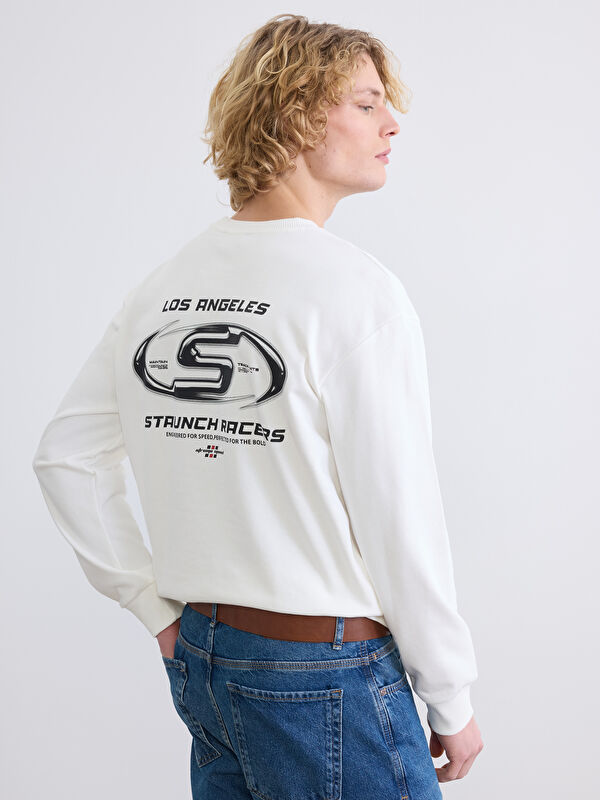 XSIDE Bisiklet Yaka Baskılı Erkek Sweatshirt