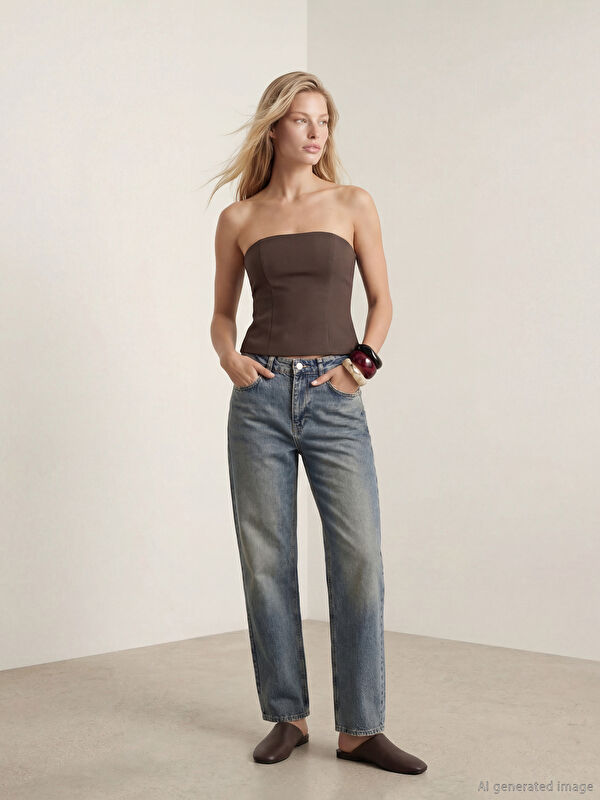 LCW Jeans Yüksek Bel Straight Fit Kadın Jean Pantolon