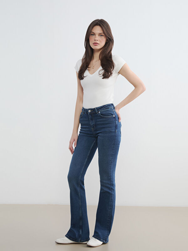 LCW Jeans Yüksek Bel Flare Kadın Jean Pantolon