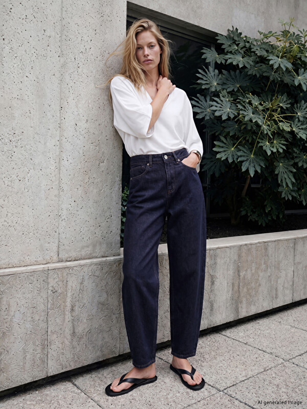 LCW Jeans Yüksek Bel Balloon Fit Kadın Jean Pantolon