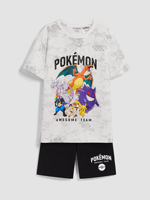 LCW Kids Pokemon Baskılı Erkek Çocuk Şortlu Pijama Takımı