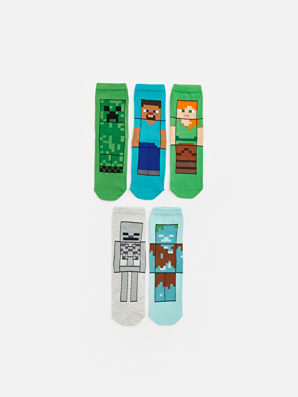 LCW Kids Minecraft Desenli Erkek Çocuk Soket Çorap 5'li