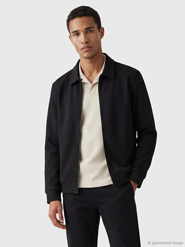 LCW Vision Polo Yaka Erkek Fermuarlı Sweatshirt