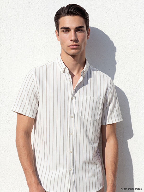 LCWAIKIKI Classic Regular Fit Çizgili Oxford Erkek Gömlek