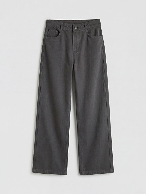 LCW Kids Wideleg Nakışlı Kız Çocuk Gabardin Pantolon