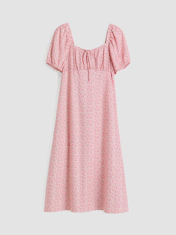 LCW Comfort A-Cut Floral Balloon Sleeve Dress