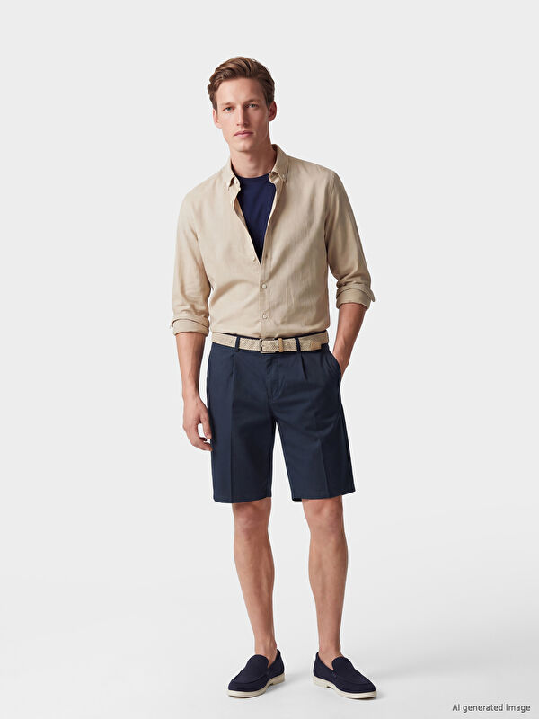 SOUTHBLUE Loose Fit Kemerli Erkek Pileli  Şort
