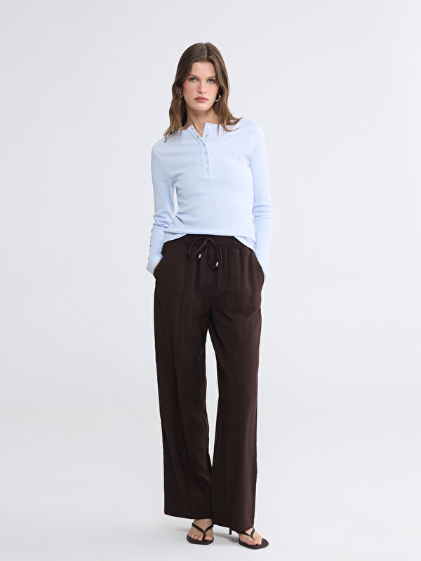 LCWAIKIKI Classic Beli Lastikli Kadın Pantolon
