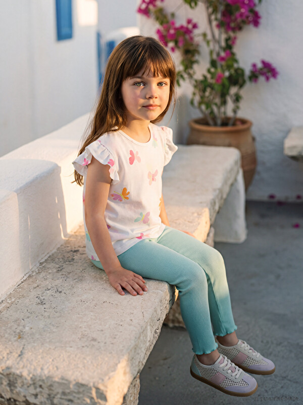 LCW Kids Kelebek Baskılı Kız Çocuk Takım