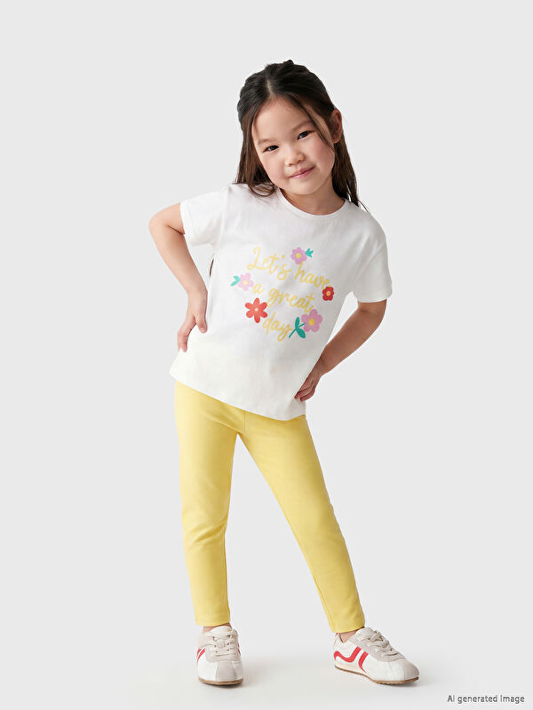 LCW Kids Baskılı Kız Çocuk Taytlı Takım