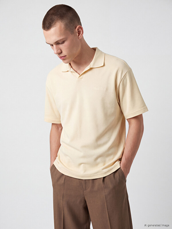 XSIDE Polo Yaka Nakışlı Erkek Tişört
