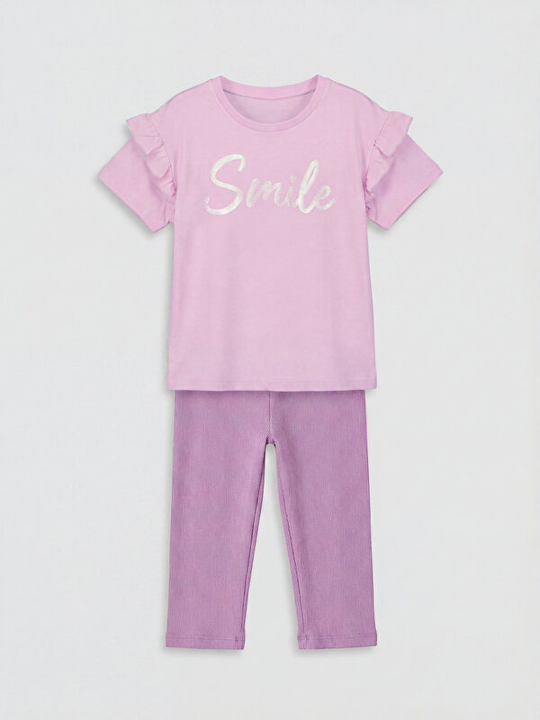 LCW Kids Baskılı Kız Çocuk Taytlı Takım