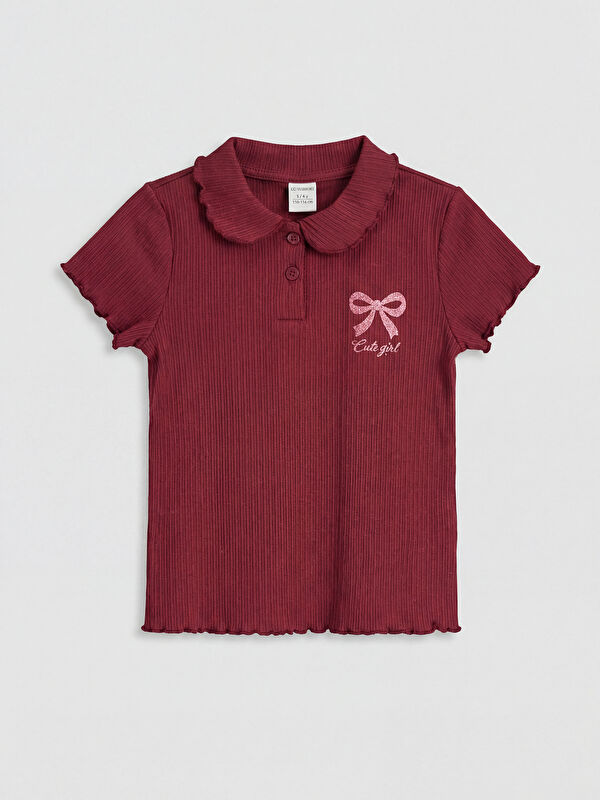 LCW Kids Bebe Yaka Baskılı Kız Çocuk Tişört