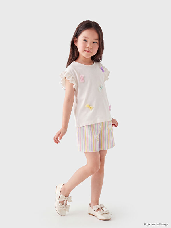 LCW Kids Bisiklet Yaka Nakışlı Kız Çocuk Takım