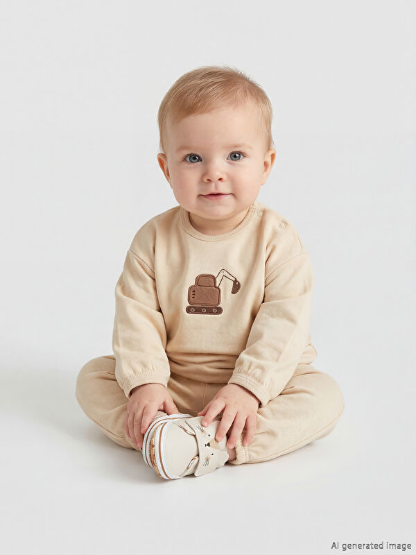 LCW baby سێتی سوێتشرەت و پانتۆڵی چاپکراوی منداڵی کوڕ