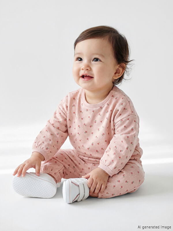 LCW baby Baskılı Kız Bebek Eşofman Takımı