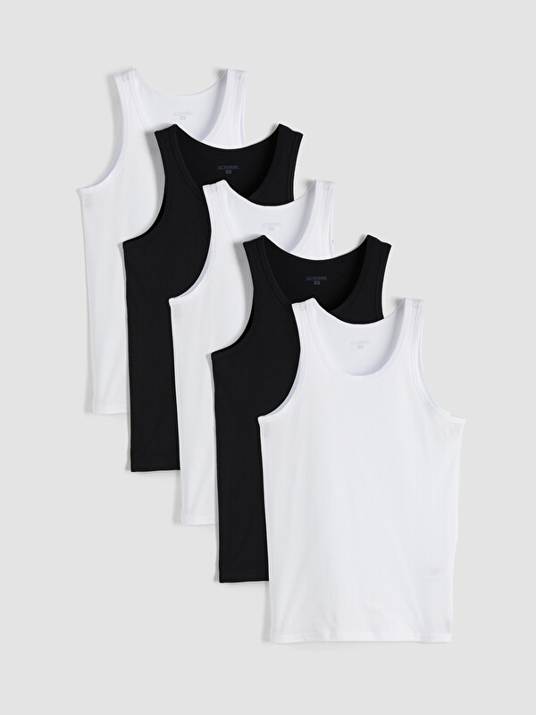 LC WAIKIKI U Neck Combed Men's Vest 5-Pack