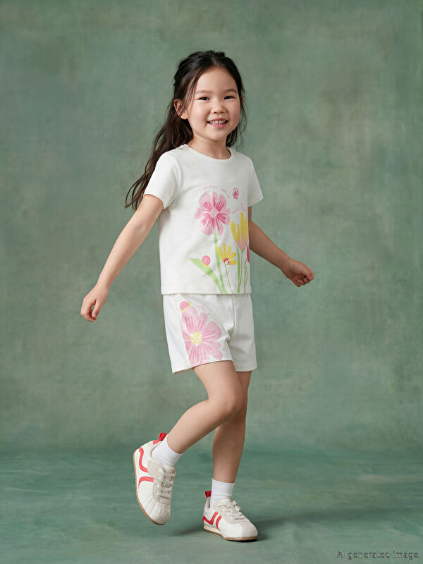 LCW Kids Kız Çocuk Çiçekli Şort