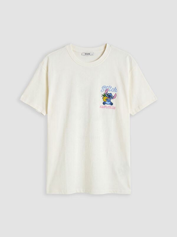 XSIDE Bisiklet Yaka Stitch Baskılı Kadın Tişört