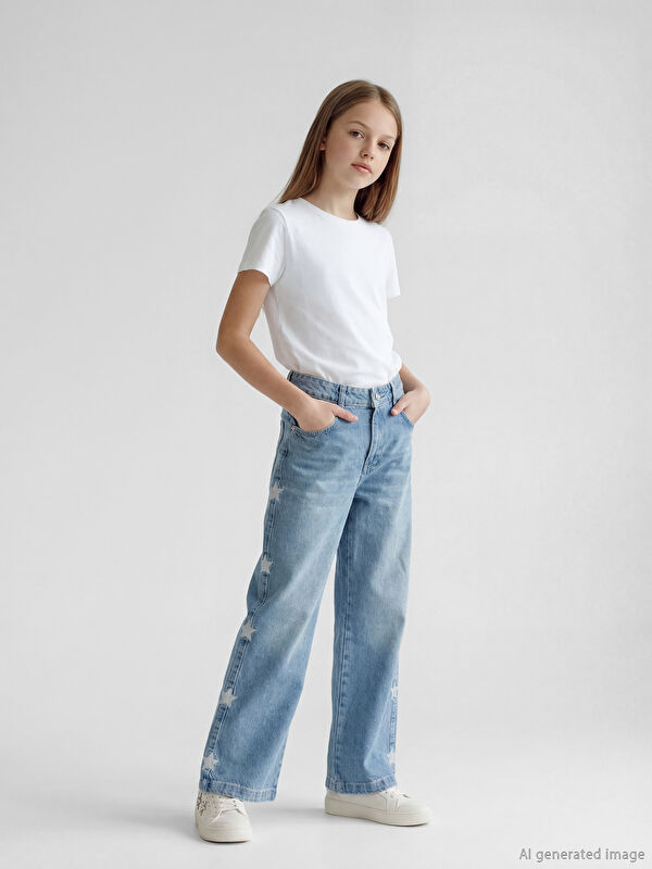 LCW Kids Wideleg Kız Çocuk Jean Pantolon