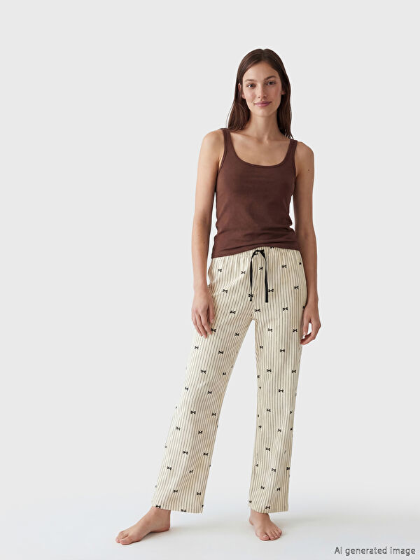 LCW DREAM Beli Lastikli Çizgili Kadın Pijama Altı