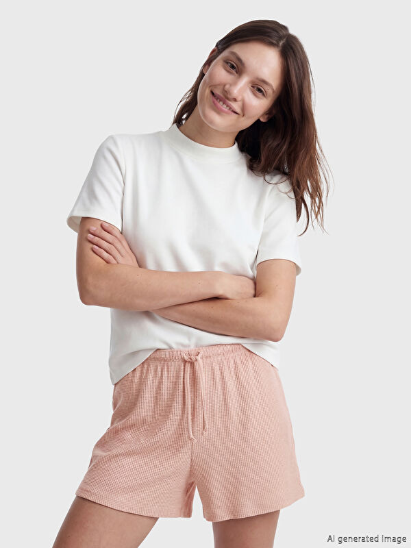 LCW DREAM Beli Lastikli Dokulu Kadın Şort Pijama Altı