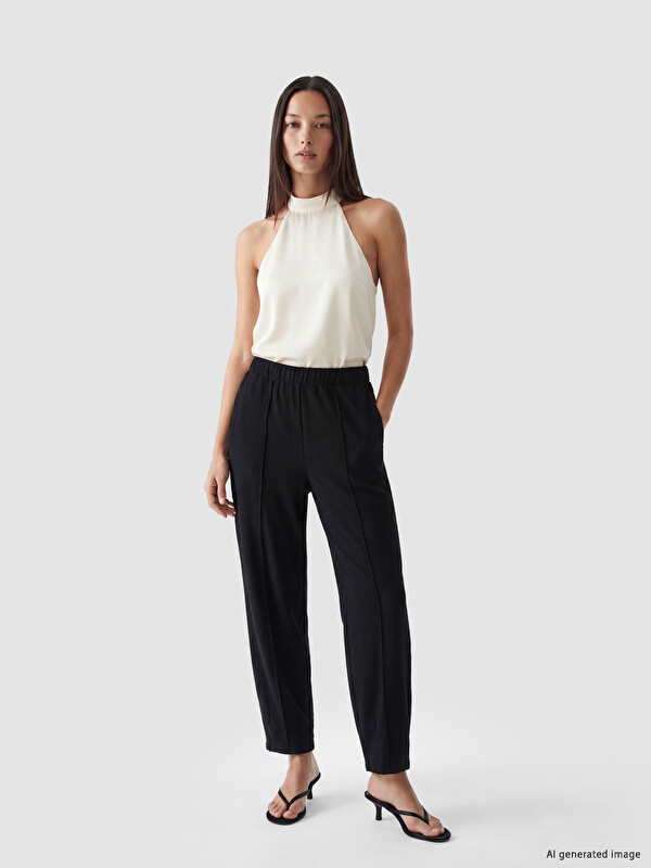 LCW EVERYDAY Elastic Waist Women's Ribbed Trousers