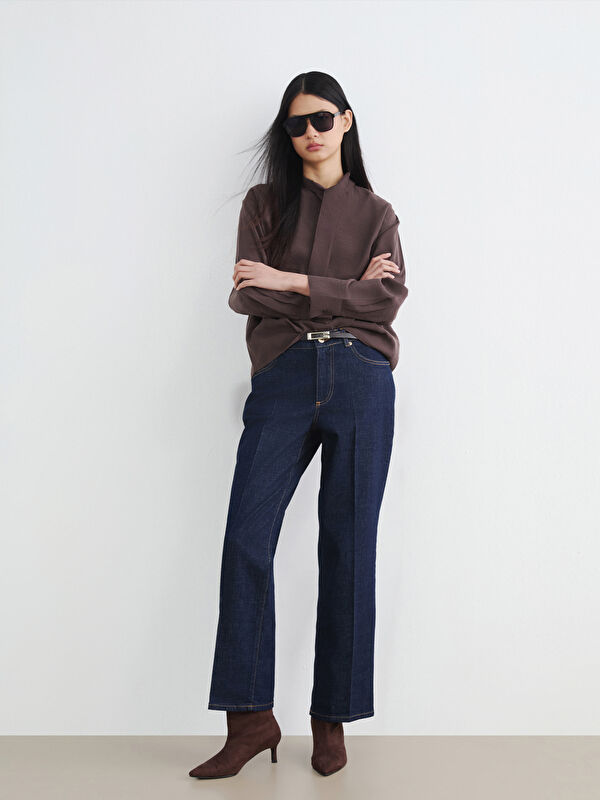 LCW Jeans Beli Kemerli Straight Fit Kadın Jean Pantolon