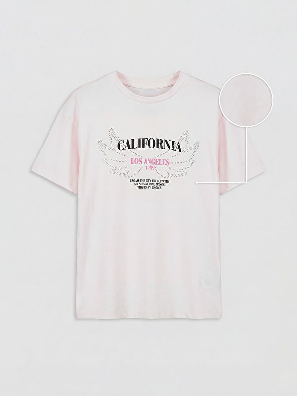 LCW Kids Taşlı California Baskılı Kız Çocuk Tişört