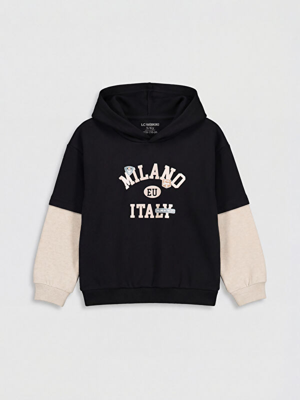 LCW Kids Renk Bloklu Erkek Çocuk Kapüşonlu Sweatshirt