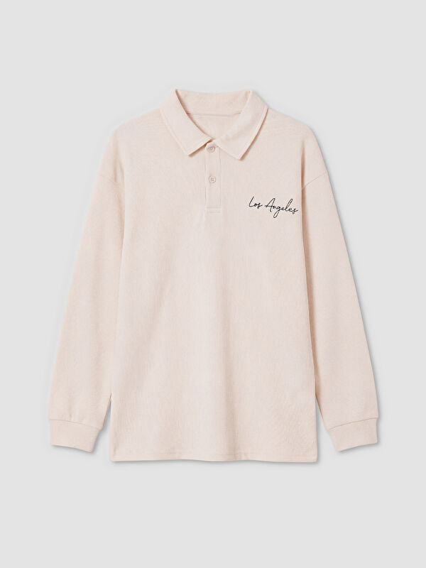 LCW Kids Polo Yaka Los Angeles Nakışlı Erkek Çocuk Tişört