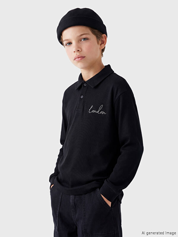LCW Kids Polo Yaka London Nakışlı Erkek Çocuk Tişört