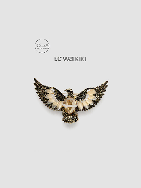 LCW JOY Eagle Figured Stone Detailed Women's Brooch