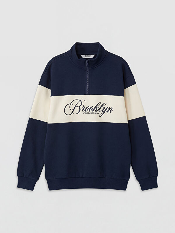 LCW Kids Dik Yaka Baskılı Erkek Çocuk Sweatshirt