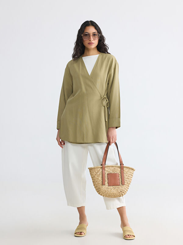 LCW Modest Beli Lastikli Kadın Gabardin Pantolon