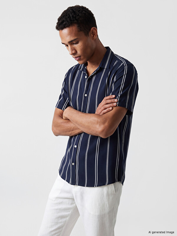 LCW Vision Chemise homme à rayures en viscose coupe régulière