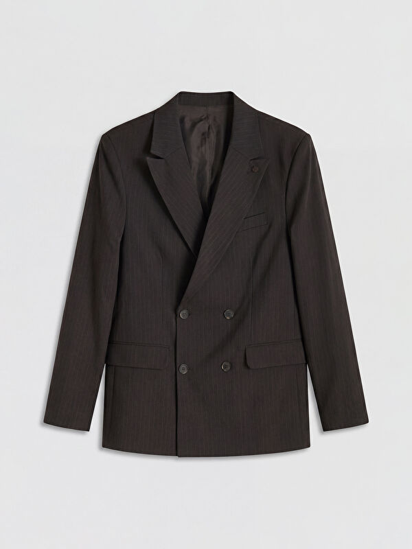 LCW BUSINESS Regular Fit Çizgili Kruvaze Erkek Blazer Ceket