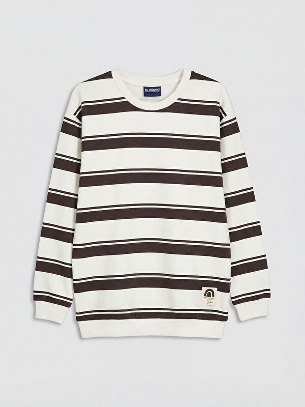 LCW Kids Bisiklet Yaka Çizgili Erkek Çocuk Sweatshirt