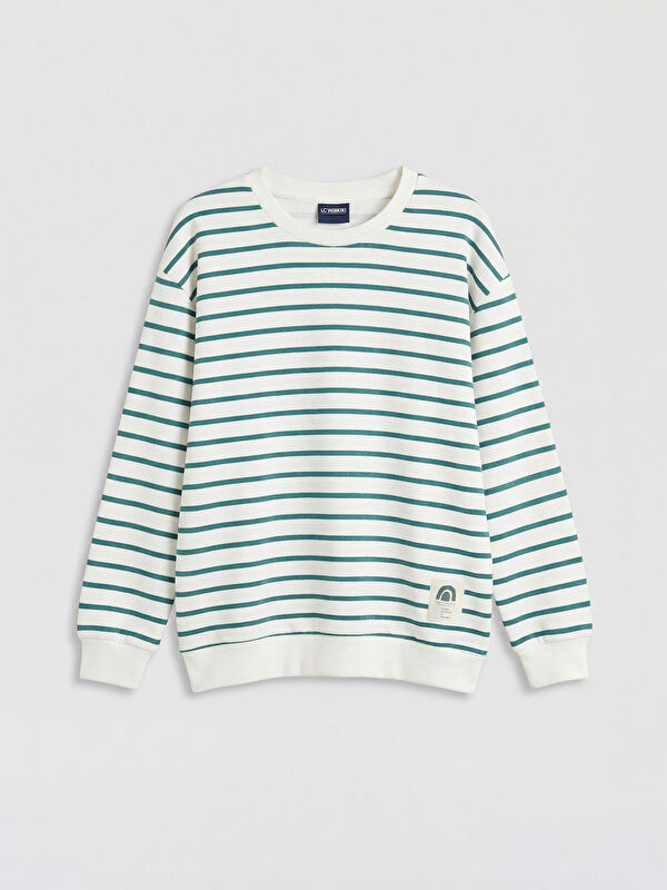 LCW Kids Bisiklet Yaka Çizgili Erkek Çocuk Sweatshirt