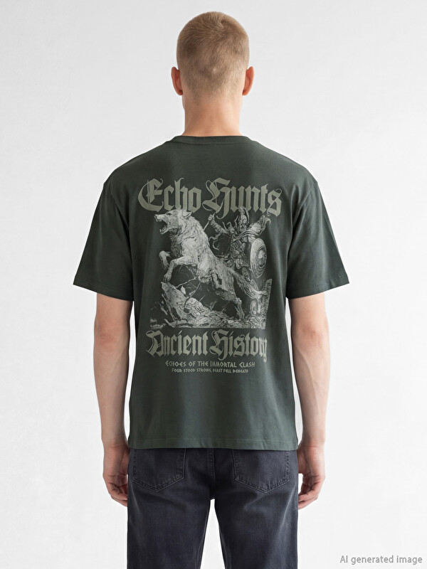 Men’s SideTuck Shirt XSIDE Crew Neck Oversize Printed Men's T-Shirt - S6A279Z8-J2L - LC