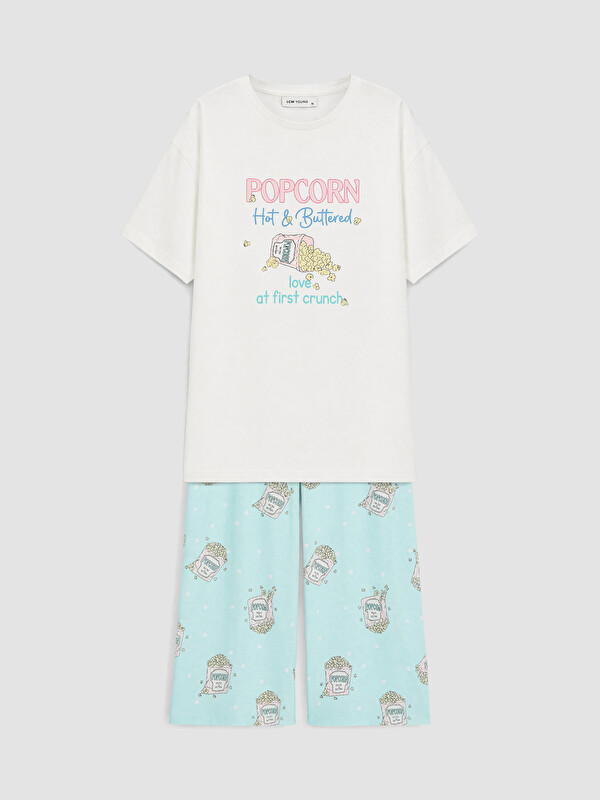 LCW Young Bisiklet Yaka Kadın Kaprili Pijama Takımı